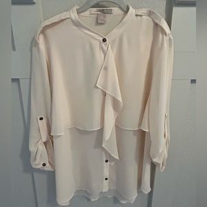 Cream Button‎ Up Shirt